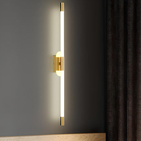 Minimalist Gold Linear LED Metal Wall Light Fixture Image - 1