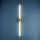 Minimalist Gold Linear LED Metal Wall Light Fixture Image - 12