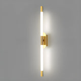 Minimalist Gold Linear LED Metal Wall Light Fixture Image - 2