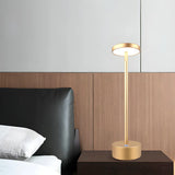 Minimalist Gold Round Geometric Metal Decor Table Lamp Image - 3