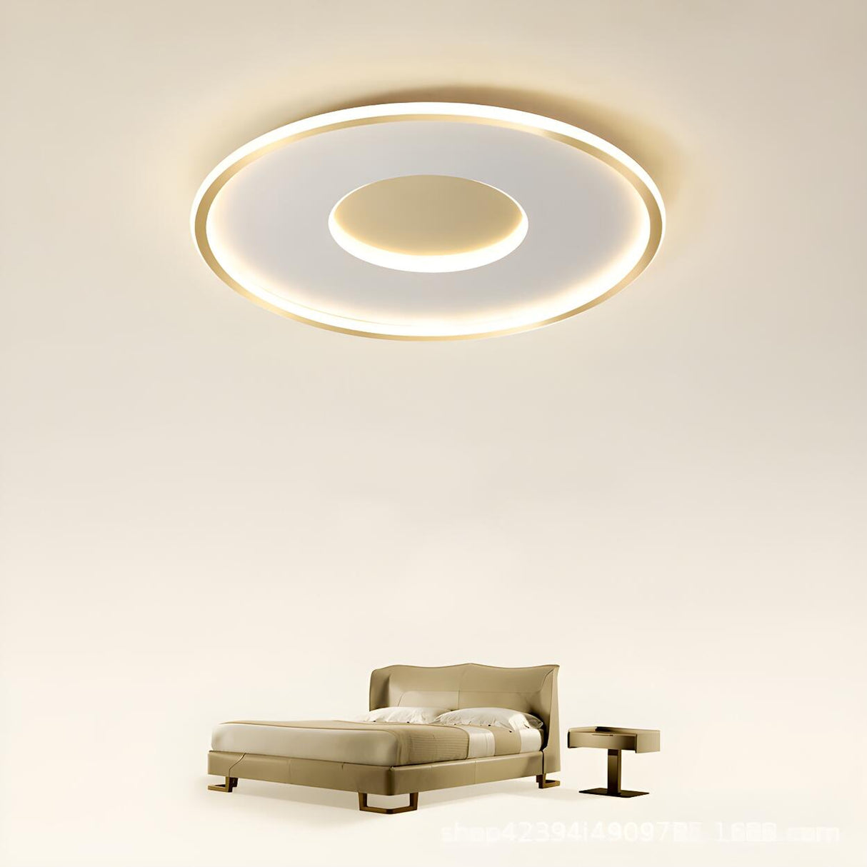 Minimalist Gold Round LED Flush Mount Ceiling Light Image - 1