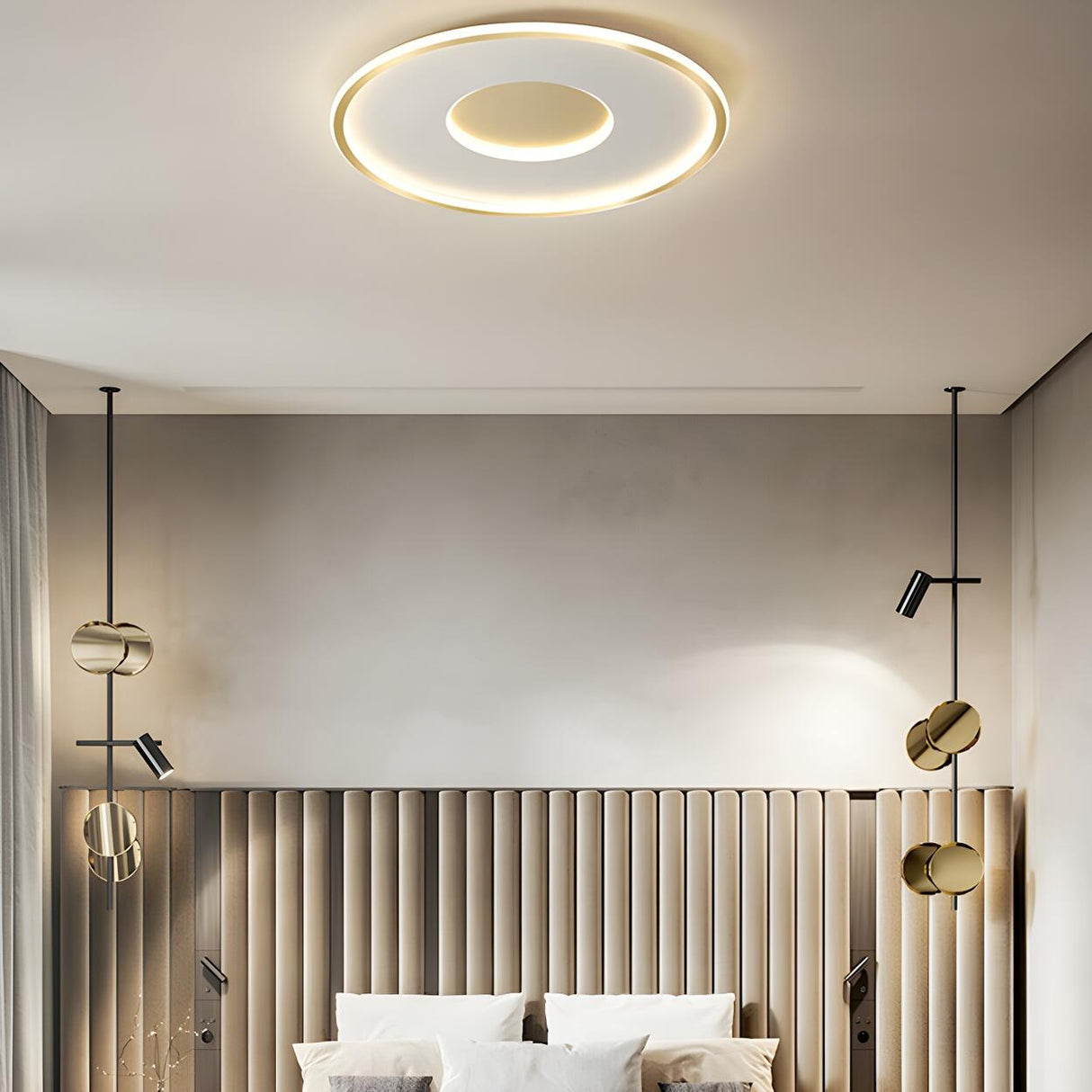 Minimalist Gold Round LED Flush Mount Ceiling Light Image - 14