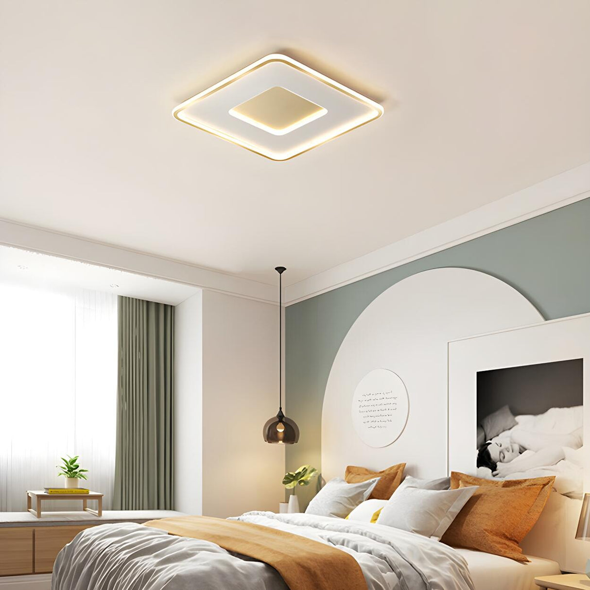 Minimalist Gold Round LED Flush Mount Ceiling Light Image - 6