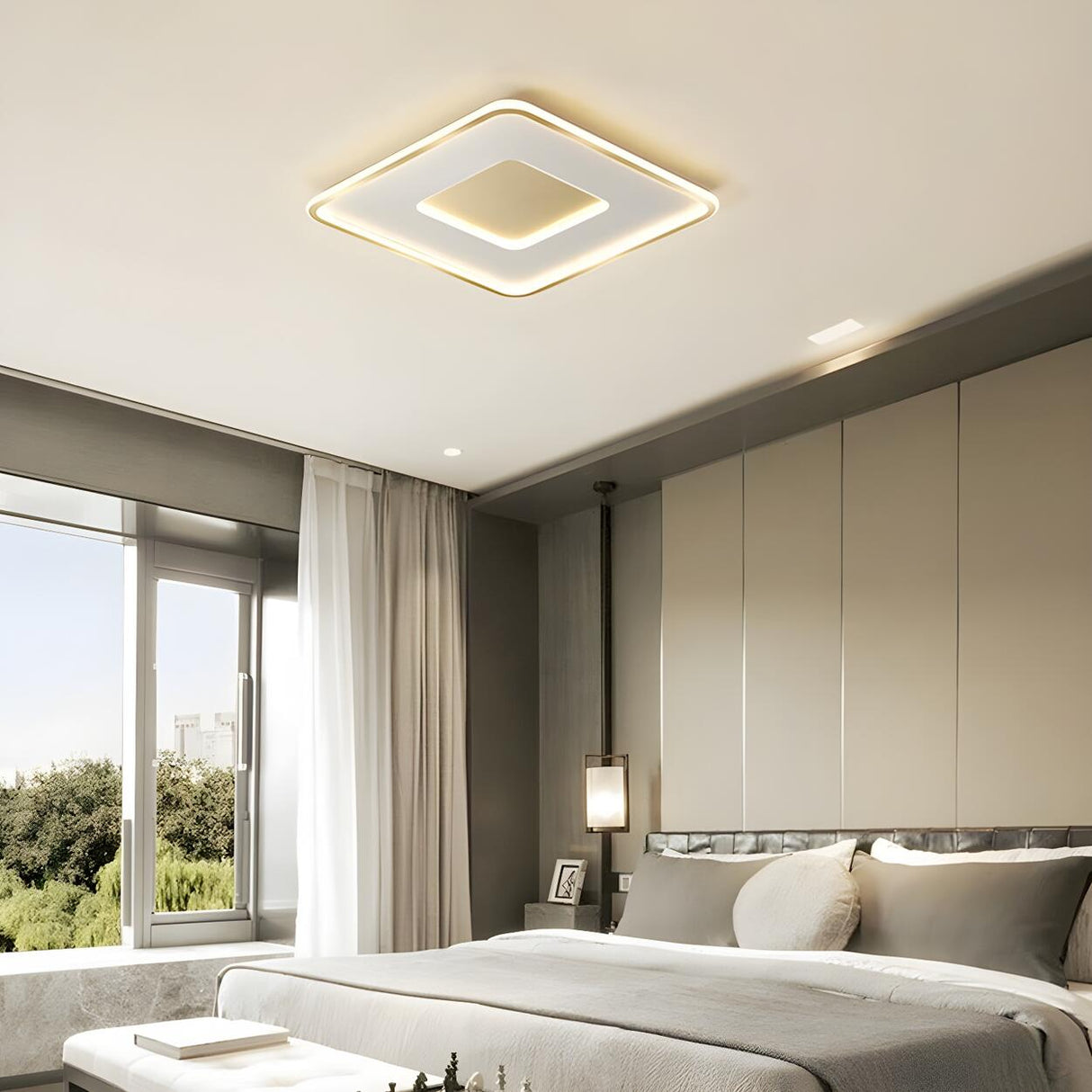 Minimalist Gold Round LED Flush Mount Ceiling Light Image - 8