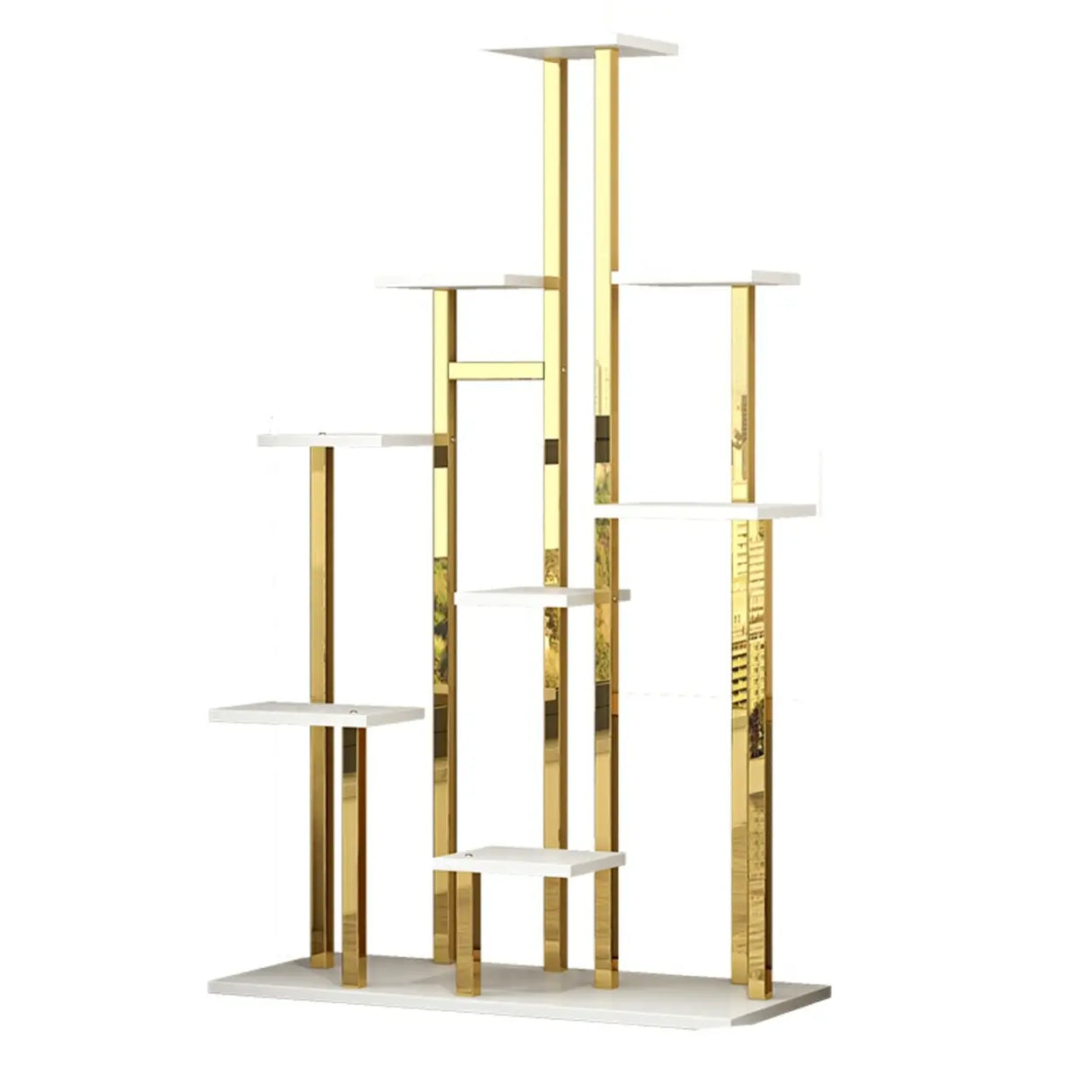 Minimalist Gold Solid Wood Multi-Tier Floor Plant Stand Image - 10