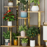 Minimalist Gold Solid Wood Multi-Tier Floor Plant Stand Image - 11