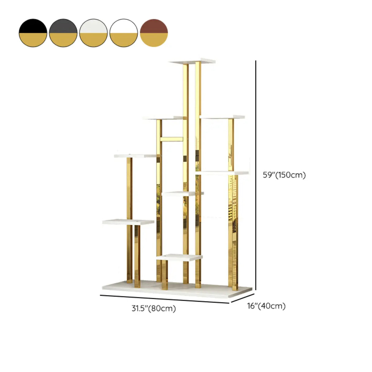 Minimalist Gold Solid Wood Multi-Tier Floor Plant Stand 