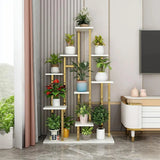 Minimalist Gold Solid Wood Multi-Tier Floor Plant Stand Image - 2