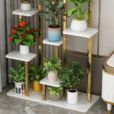 Minimalist Gold Solid Wood Multi-Tier Floor Plant Stand Image - 6