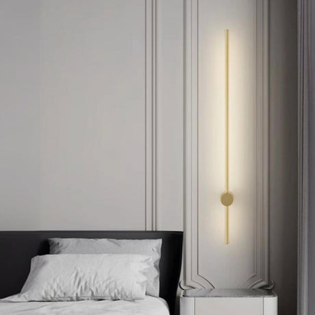 Minimalist Gold Vertical Bedroom LED Wall Sconce Image - 1