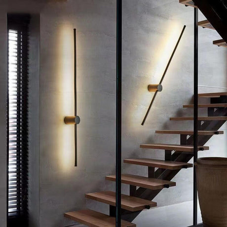 Minimalist Gold Vertical Bedroom LED Wall Sconce Image - 2