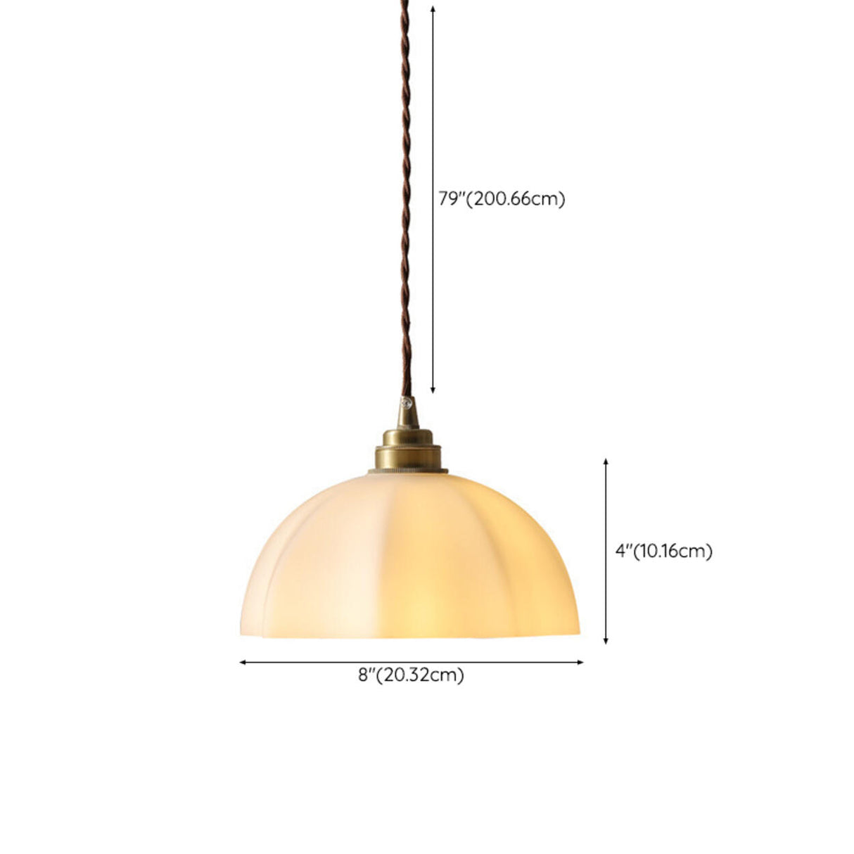 Minimalist Gold White Glass Dome Pendant Light 