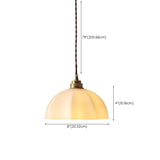 Minimalist Gold White Glass Dome Pendant Light #size