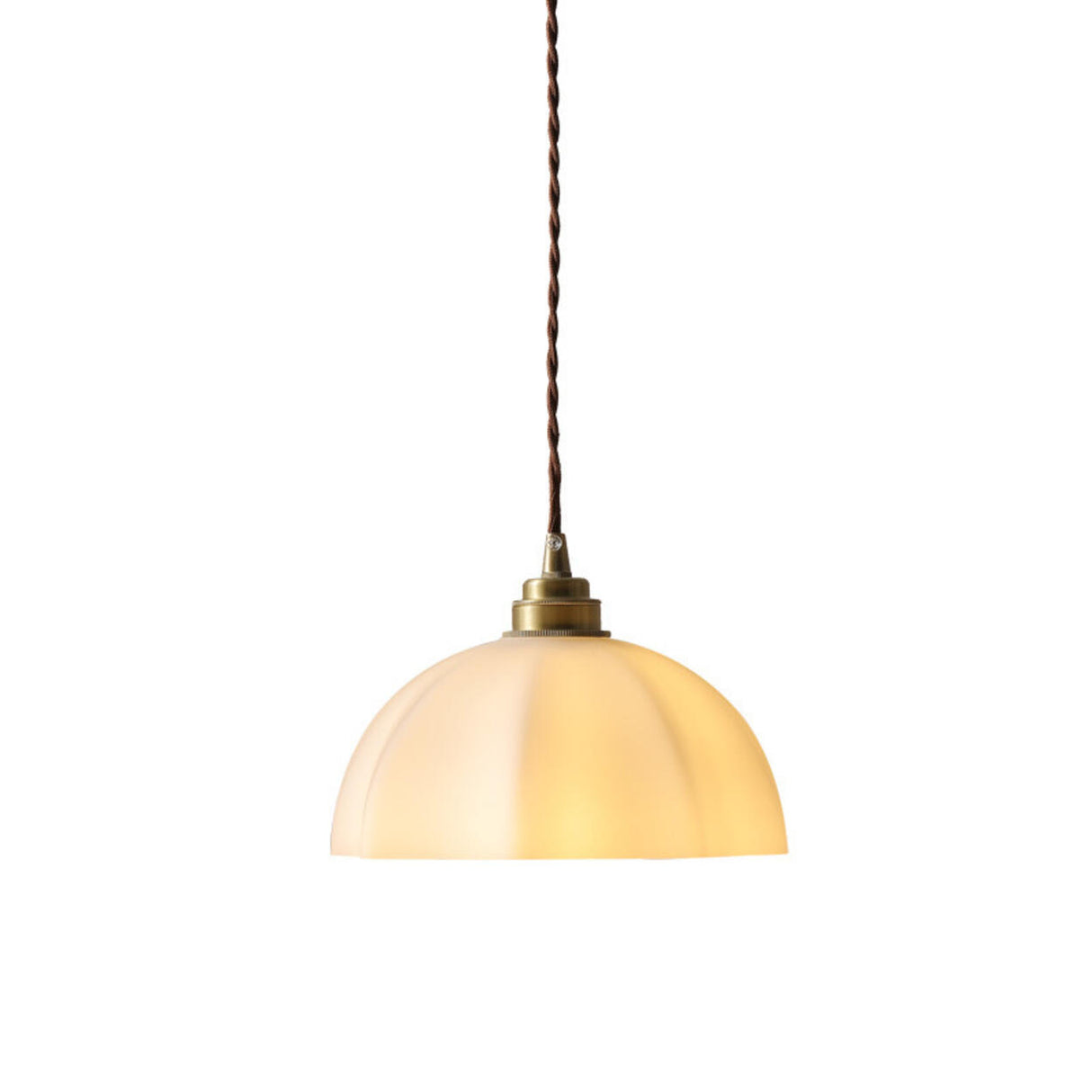 Minimalist Gold White Glass Dome Pendant Light Image - 5