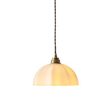 Minimalist Gold White Glass Dome Pendant Light Image - 5