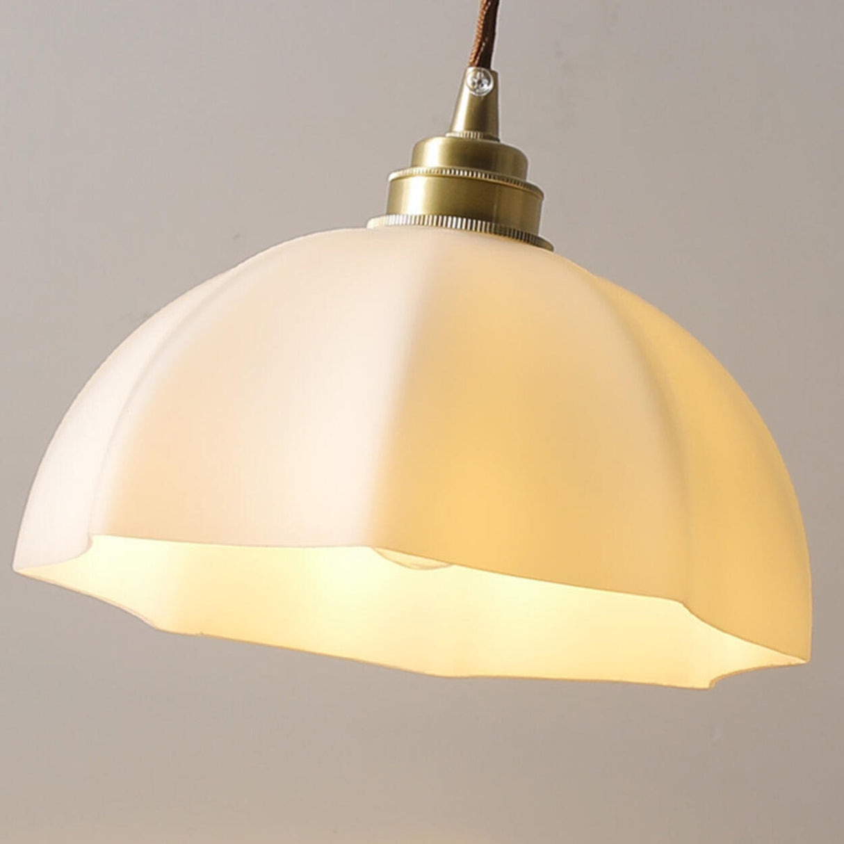 Minimalist Gold White Glass Dome Pendant Light Image - 6