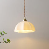 Minimalist Gold White Glass Dome Pendant Light Image - 8