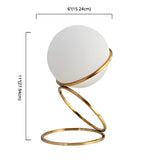 Minimalist Golden Ring Milky Glass Globe Table Lamp #size