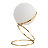 Minimalist Golden Ring Milky Glass Globe Table Lamp Image - 6