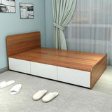 Minimalist Gray Oak Wooden Platform Queen Storage Bed Image - 5