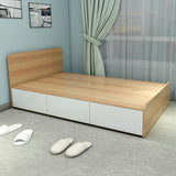 Minimalist Gray Oak Wooden Platform Queen Storage Bed Image - 7