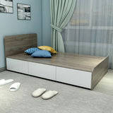 Minimalist Gray Oak Wooden Platform Queen Storage Bed Image - 9