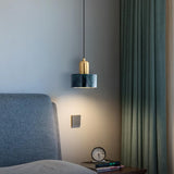 Minimalist Green Cylinder Marble Bedroom Pendant Light Image - 6