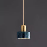 Minimalist Green Cylinder Marble Bedroom Pendant Light Image - 9