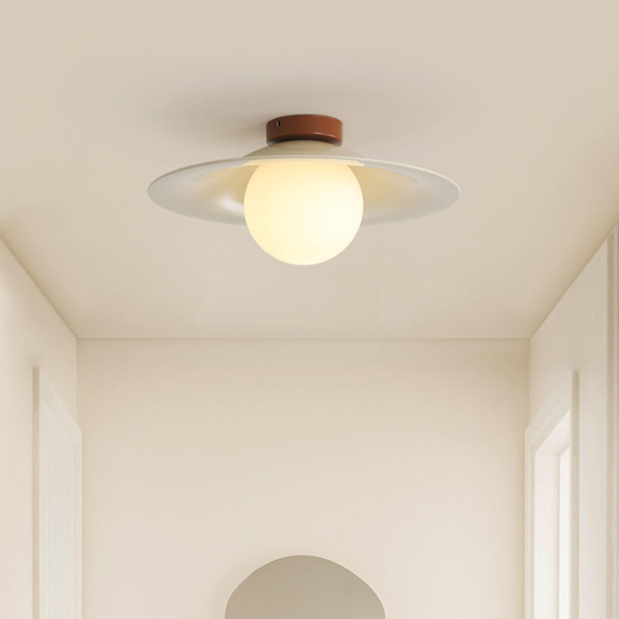 Minimalist Green Dome Semi-Flush Mount Ceiling Light Image - 3