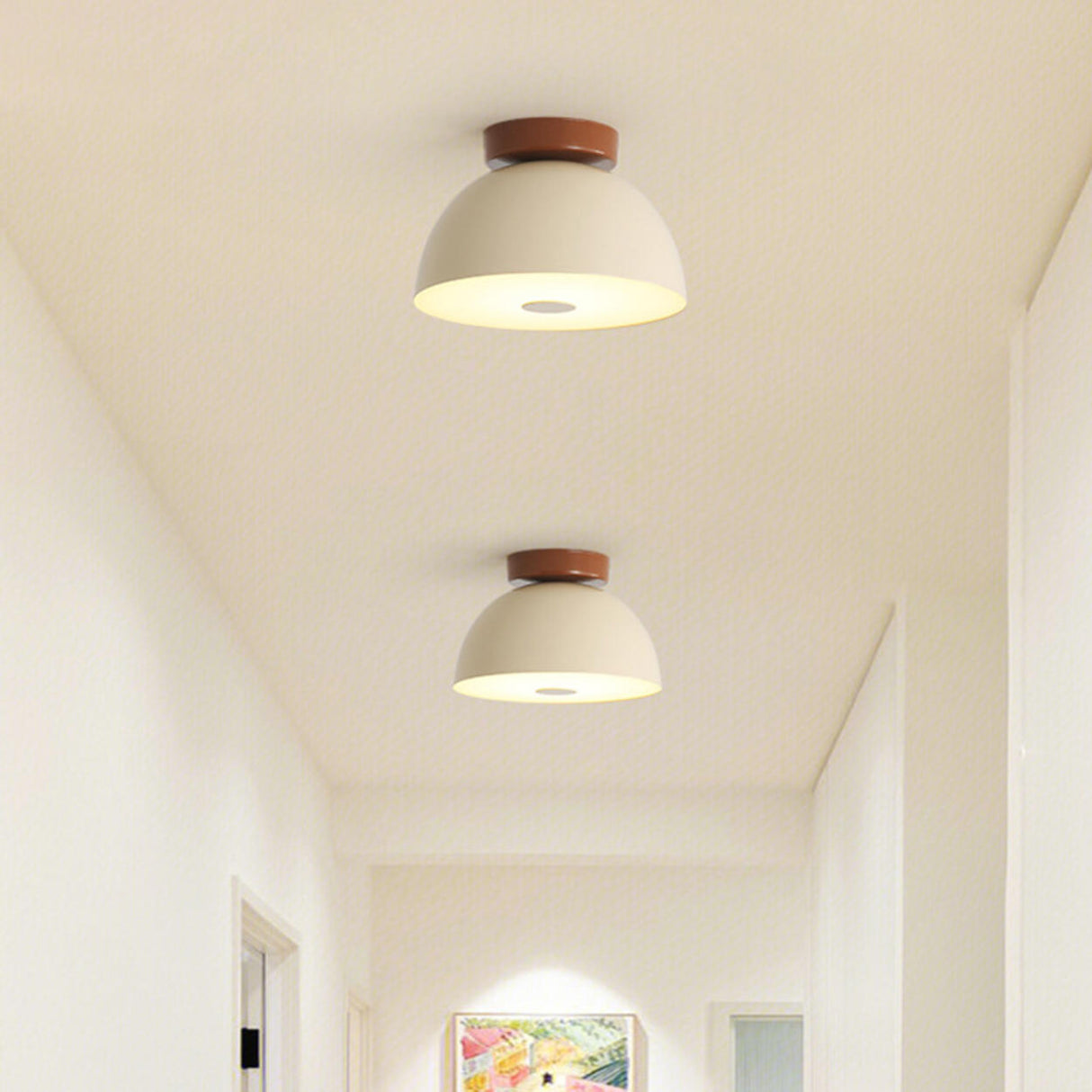 Minimalist Green Dome Semi-Flush Mount Ceiling Light Image - 7