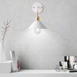 Minimalist Grey Cone Metal Bedroom LED Wall Light Image - 3