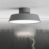 Minimalist Grey Drum Semi-Flush Mount Ceiling Light Image - 1