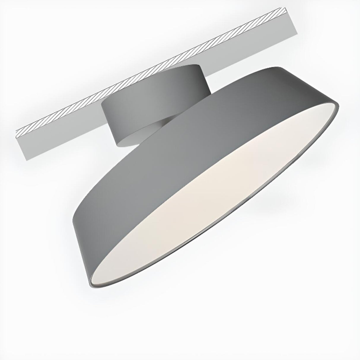 Minimalist Grey Drum Semi-Flush Mount Ceiling Light Image - 18