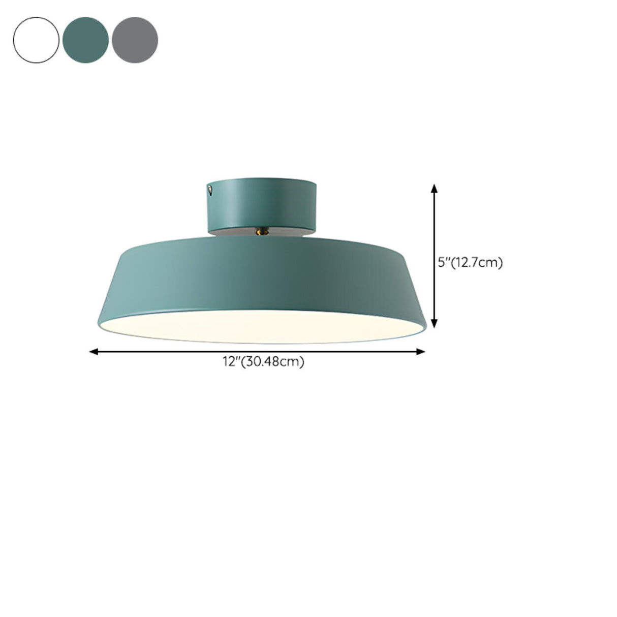 Minimalist Grey Drum Semi-Flush Mount Ceiling Light 