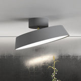 Minimalist Grey Drum Semi-Flush Mount Ceiling Light Image - 2