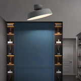 Minimalist Grey Drum Semi-Flush Mount Ceiling Light Image - 3