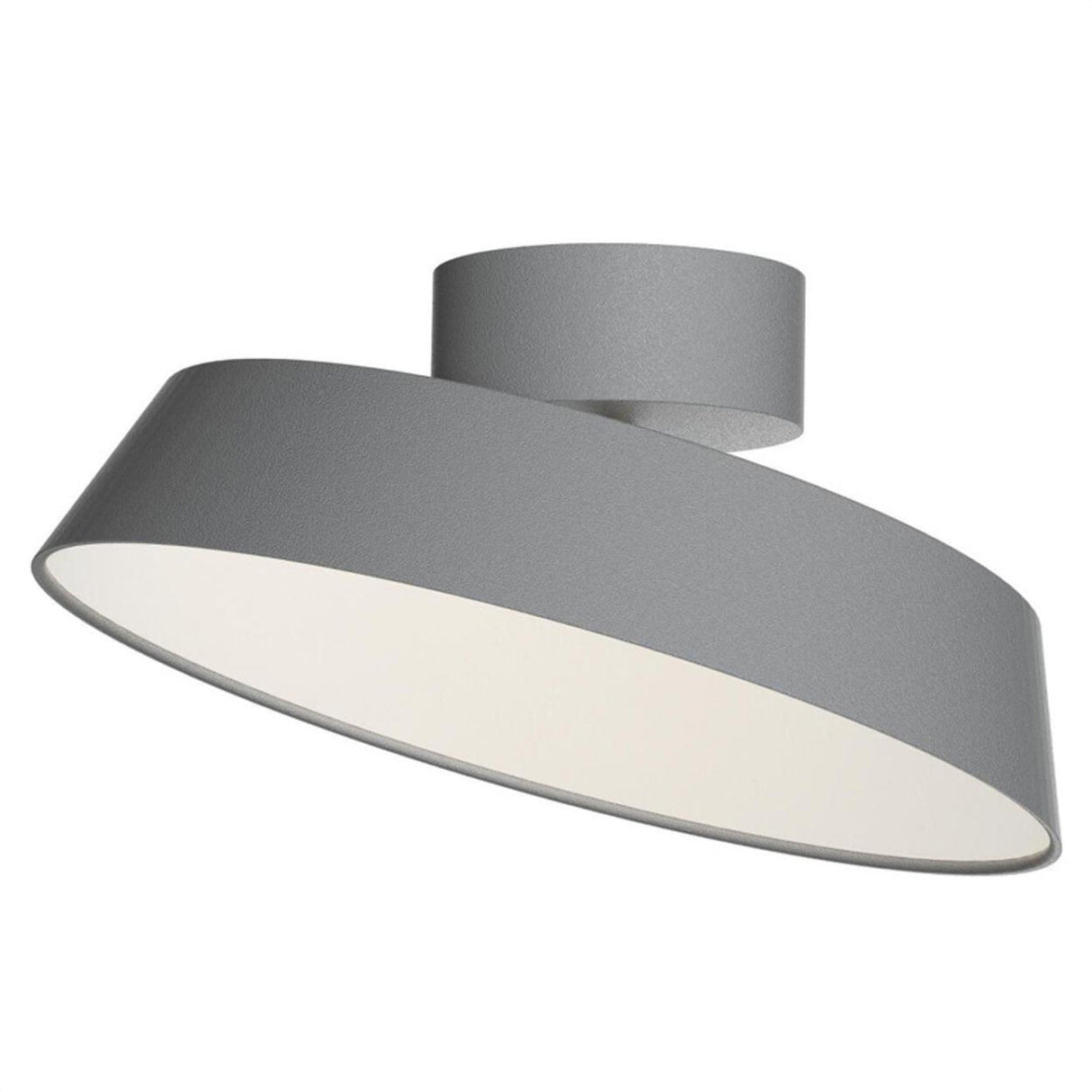 Minimalist Grey Drum Semi-Flush Mount Ceiling Light Image - 5