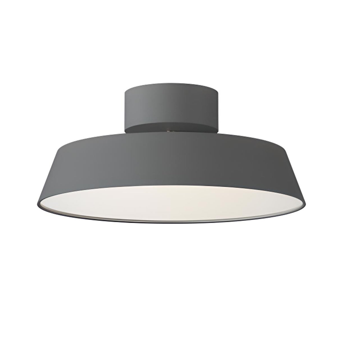 Minimalist Grey Drum Semi-Flush Mount Ceiling Light Image - 8