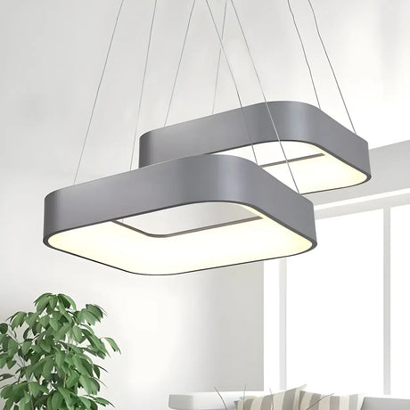 Minimalist Grey Metal Squared LED Pendant Light Image - 1