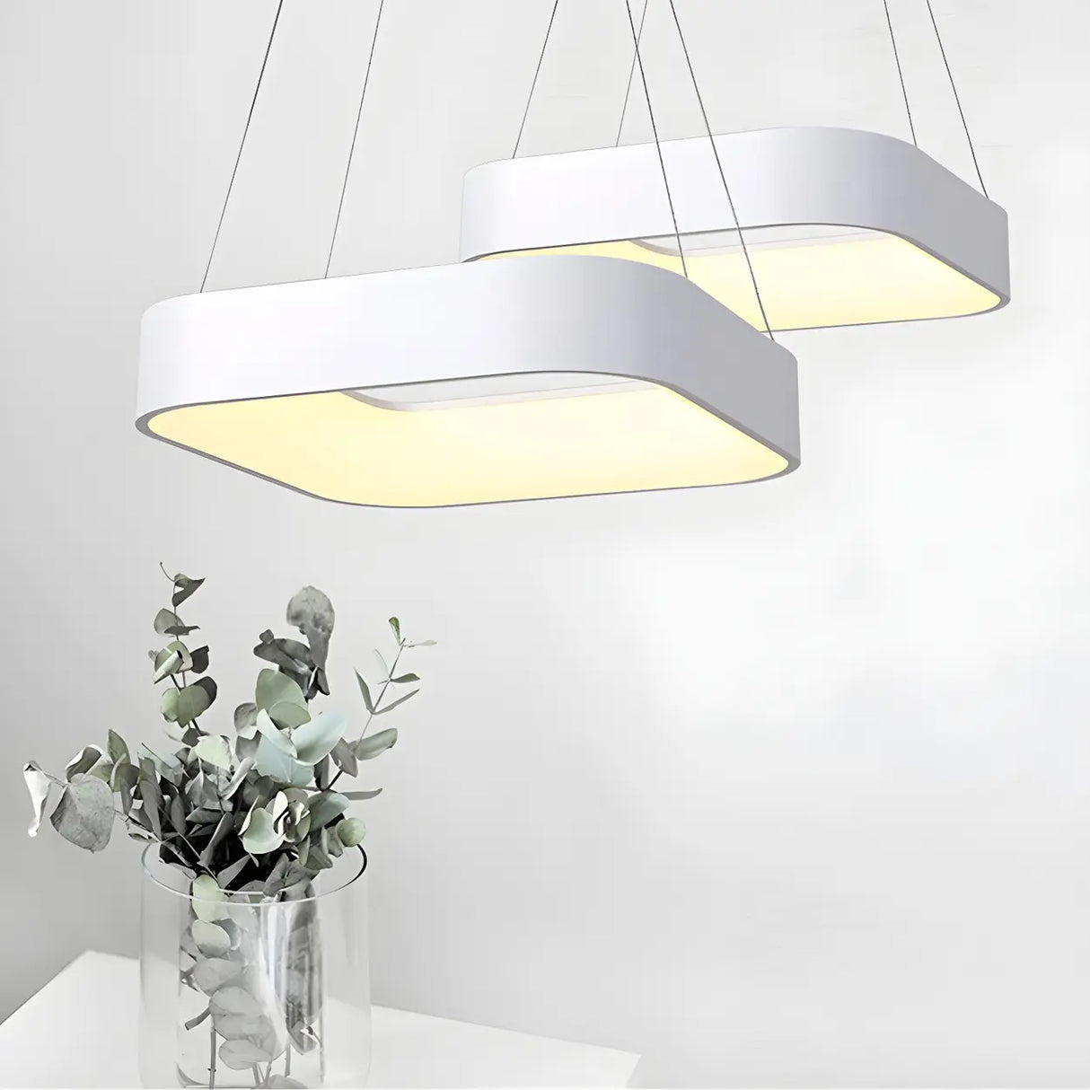 Minimalist Grey Metal Squared LED Pendant Light Image - 16