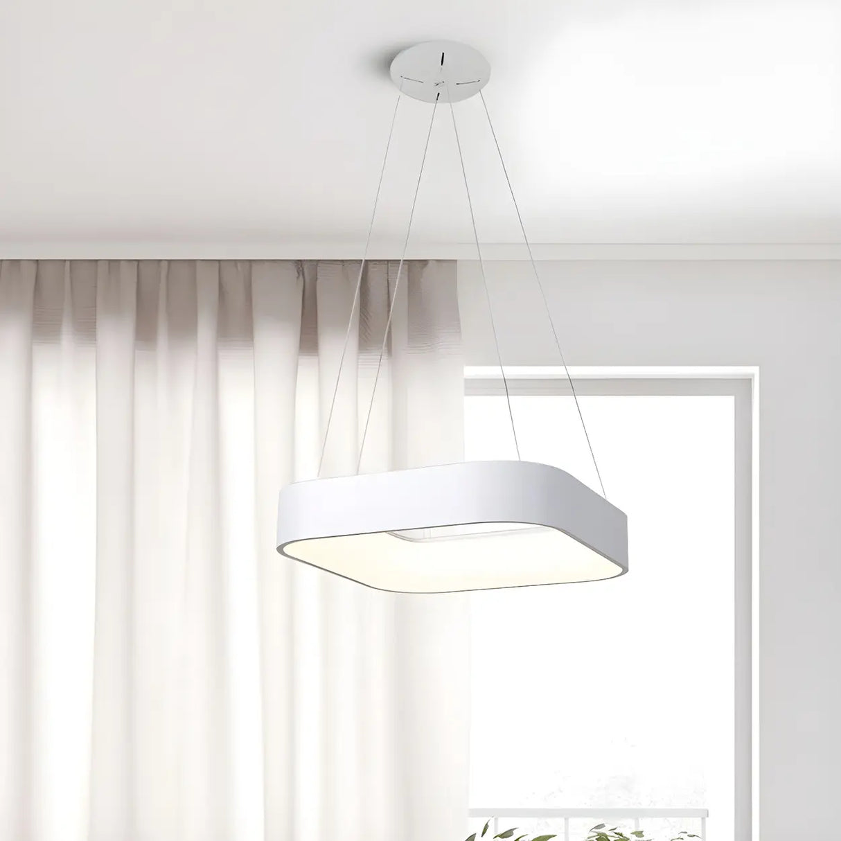 Minimalist Grey Metal Squared LED Pendant Light Image - 17