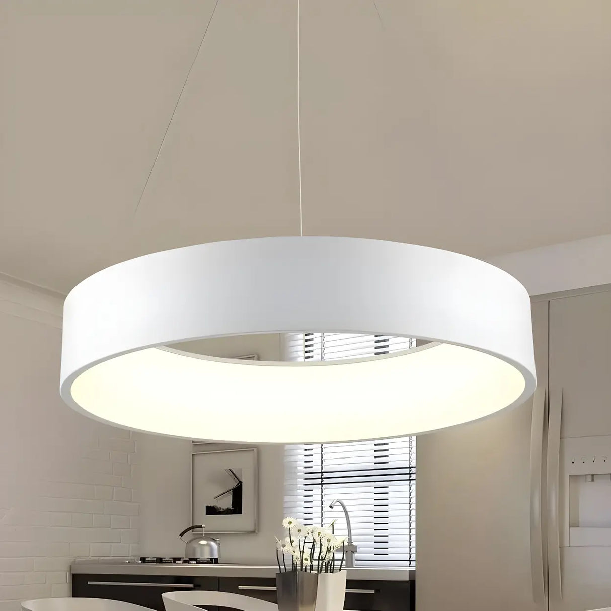 Minimalist Grey Metal Squared LED Pendant Light Image - 18