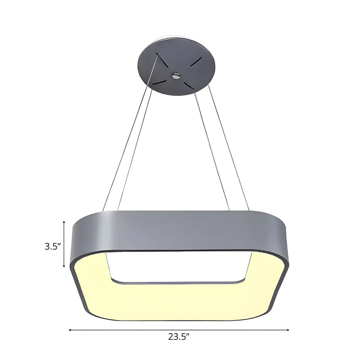 Minimalist Grey Metal Squared LED Pendant Light 