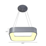 Minimalist Grey Metal Squared LED Pendant Light #size