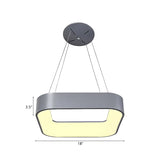 Minimalist Grey Metal Squared LED Pendant Light Image - 3