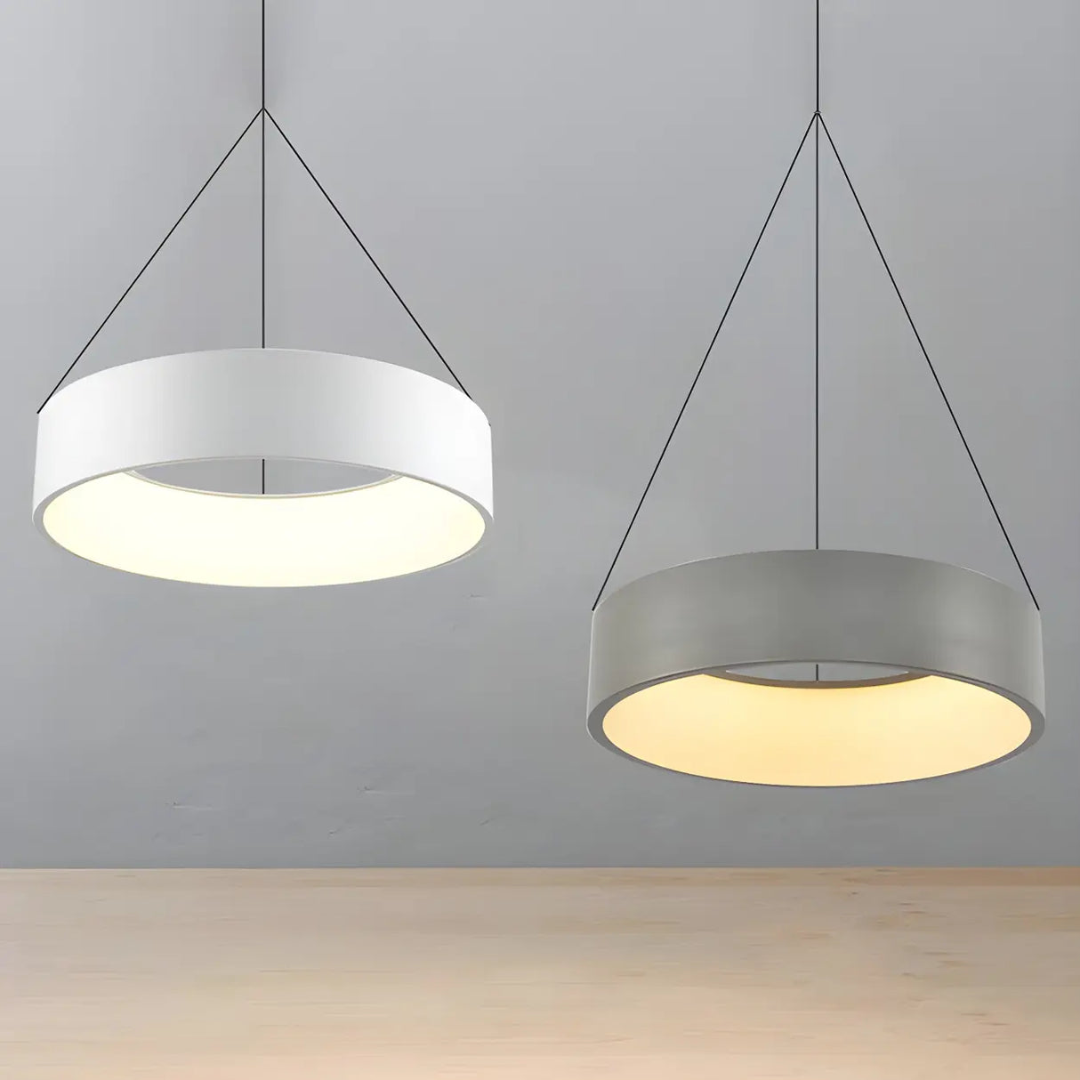 Minimalist Grey Metal Squared LED Pendant Light Image - 7