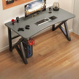 Minimalist Grey Wood Rectangular Sledge Writing Desk Image - 12