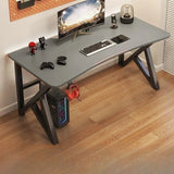 Minimalist Grey Wood Rectangular Sledge Writing Desk Image - 15