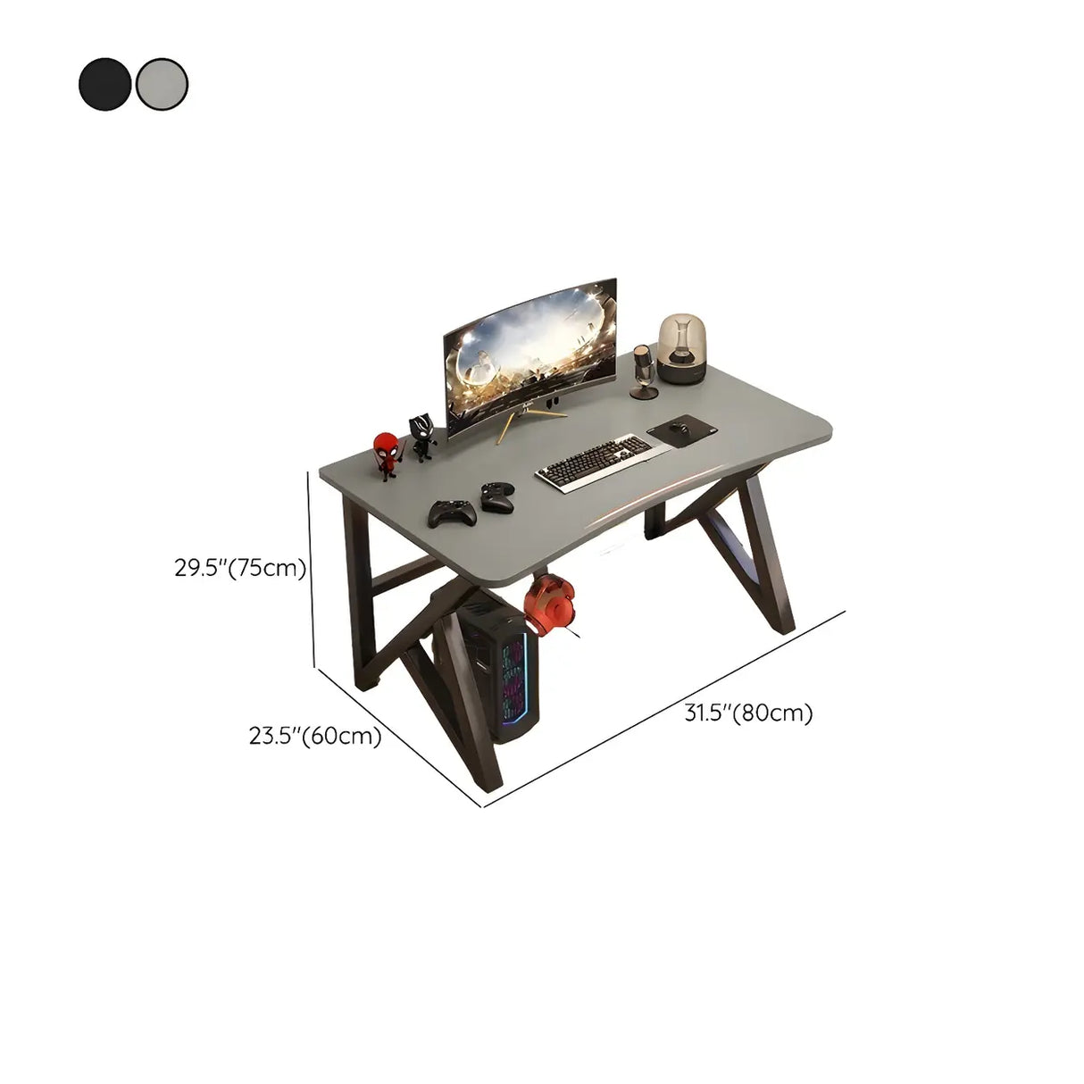 Minimalist Grey Wood Rectangular Sledge Writing Desk 