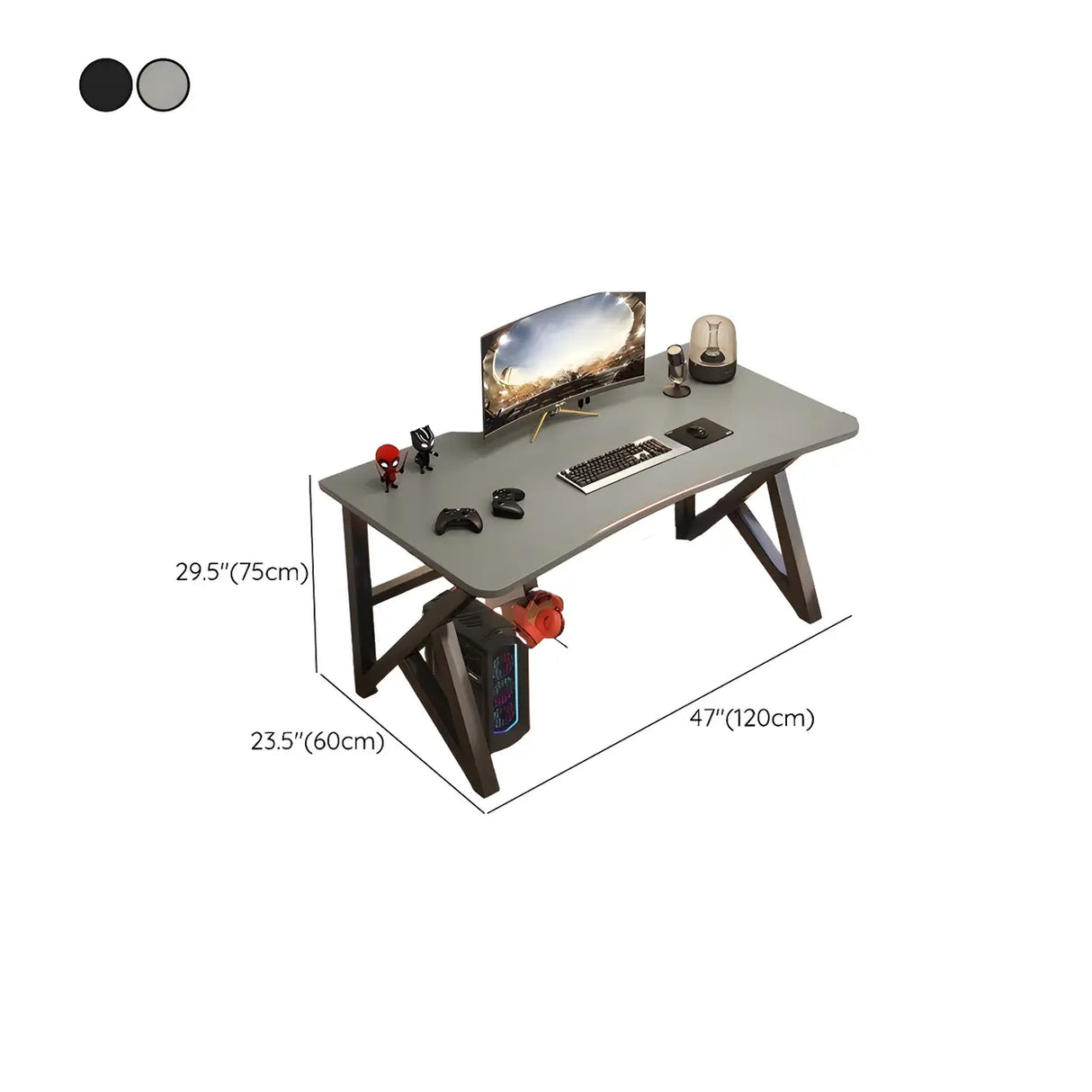 Minimalist Grey Wood Rectangular Sledge Writing Desk Image - 20